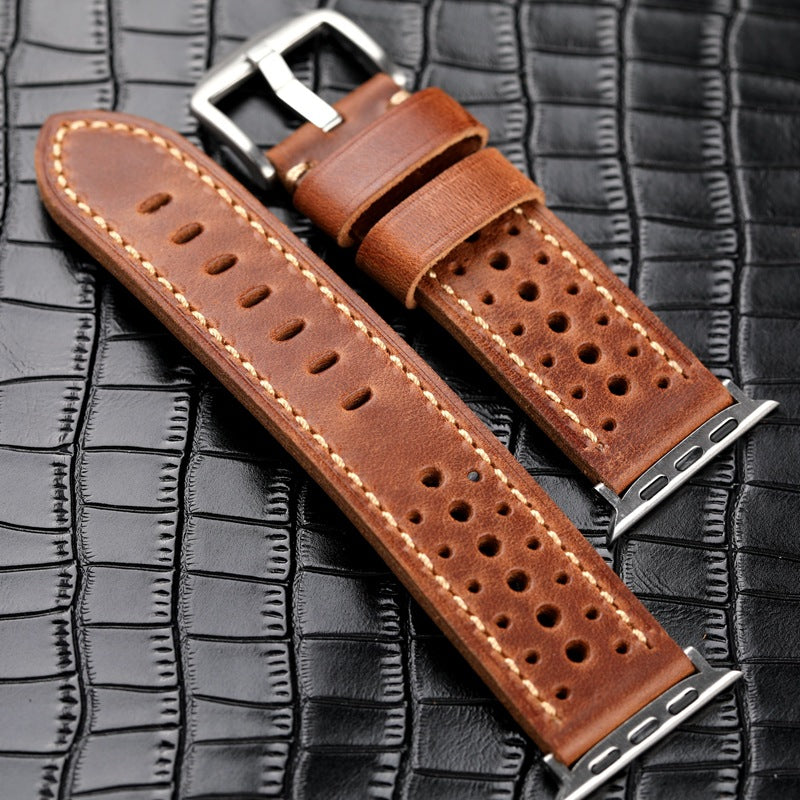 Classic Leather Sports Watch Strap