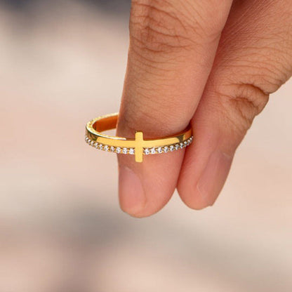 Trendy Motivational Cross Ring