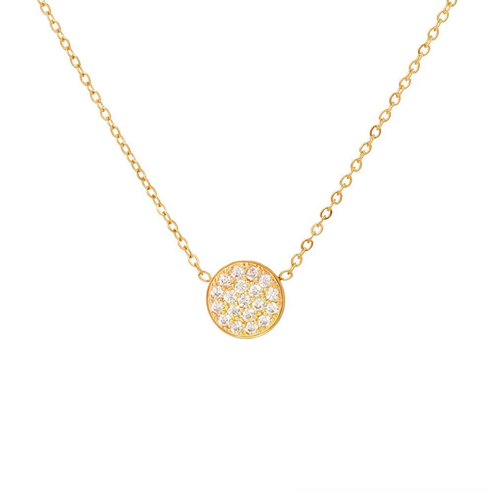 Sparkling Birthstone Circle Pendant Necklace
