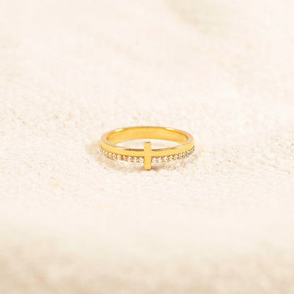 Trendy Motivational Cross Ring