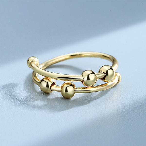 Comforting Stress Relief Silver Bead Ring