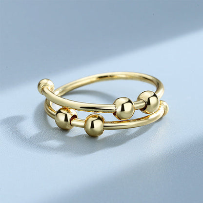 Comforting Stress Relief Silver Bead Ring