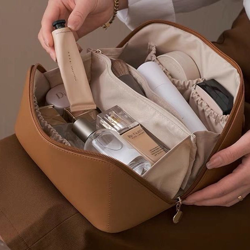 Small Genuine Leather Cosmetics Case