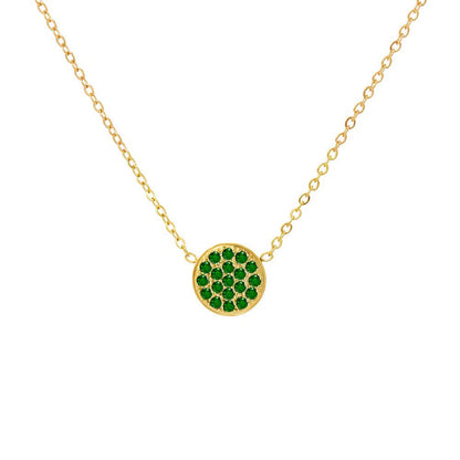 Sparkling Birthstone Circle Pendant Necklace