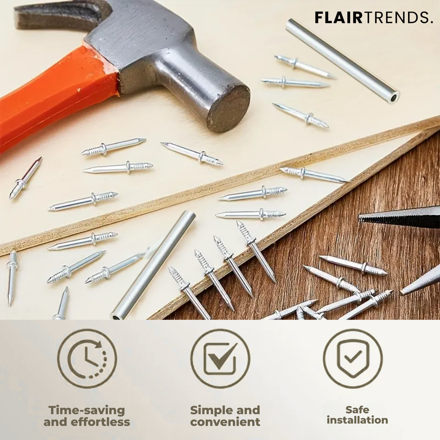 Simple Wall Fasteners - 100 Pack, No Drill Needed