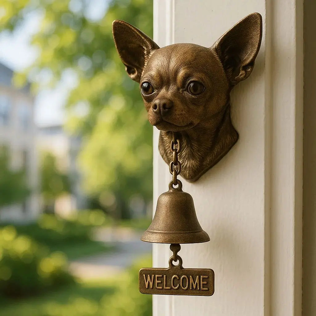 Traditional Bronze Wall Bell with Dog Design