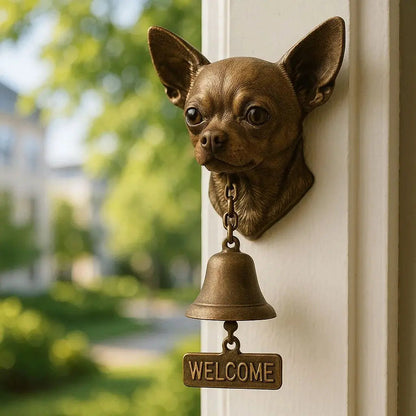 Traditional Bronze Wall Bell with Dog Design