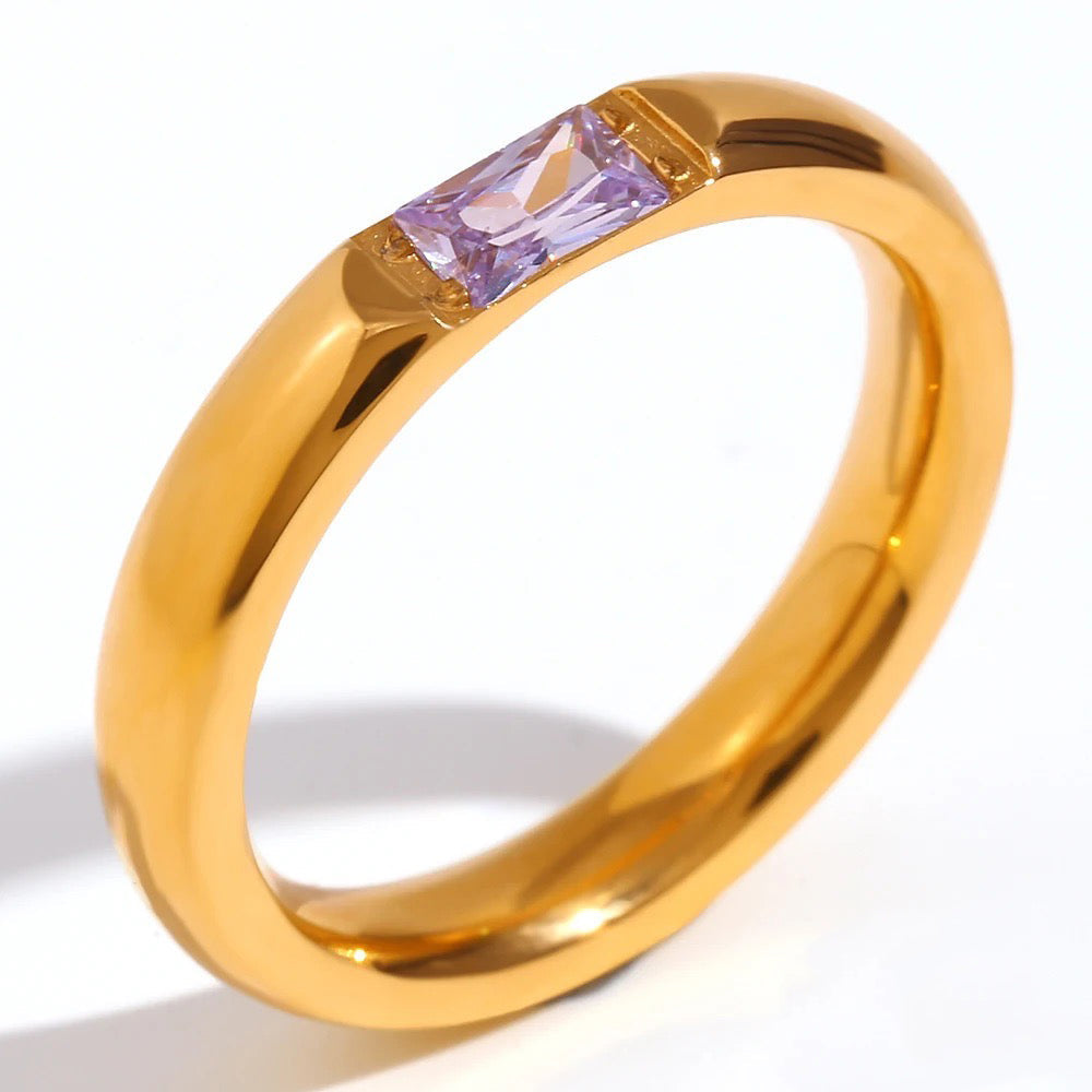 High End 18k Gold Gemstone Baguette Ring