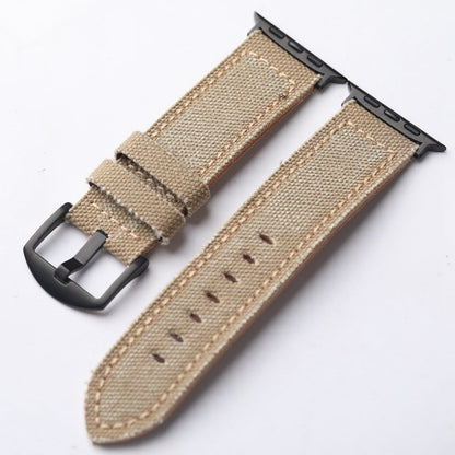 Authentic Leather Strap Canvas Watch Band