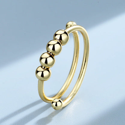 Comforting Stress Relief Silver Bead Ring