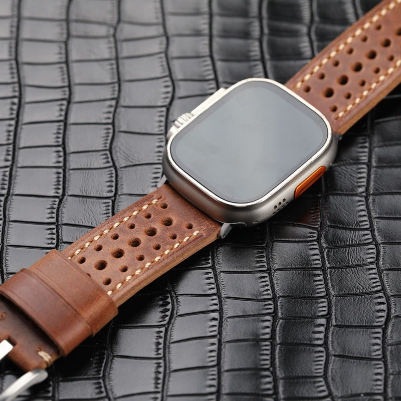 Classic Leather Sports Watch Strap