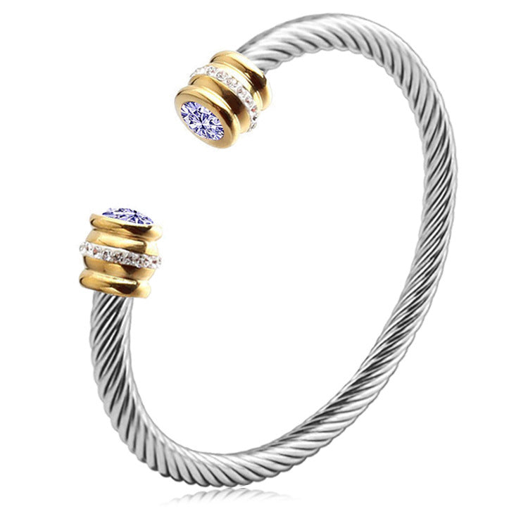 Personalized Gemstone Twist Cuff Bangle