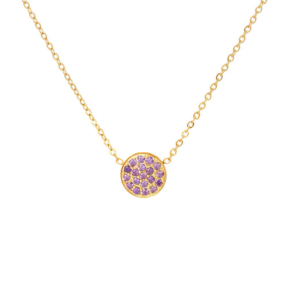 Sparkling Birthstone Circle Pendant Necklace