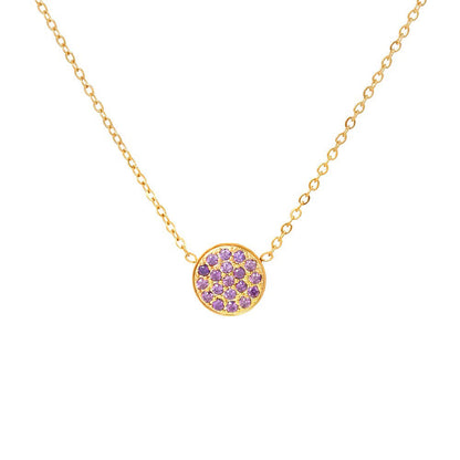 Sparkling Birthstone Circle Pendant Necklace