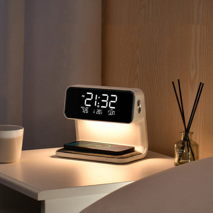 Compact Bedside Table Lamp with USB Charger and Clock
