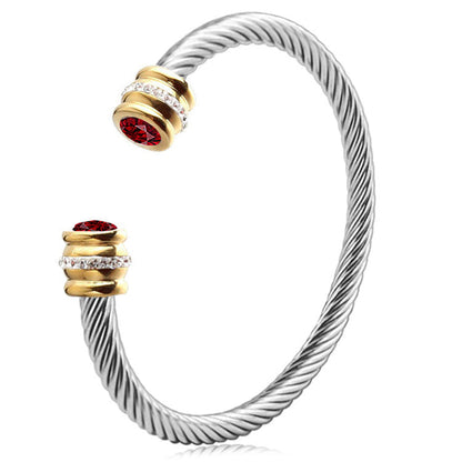 Personalized Gemstone Twist Cuff Bangle