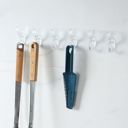 Clear 6 Hook Overdoor Storage Organizer