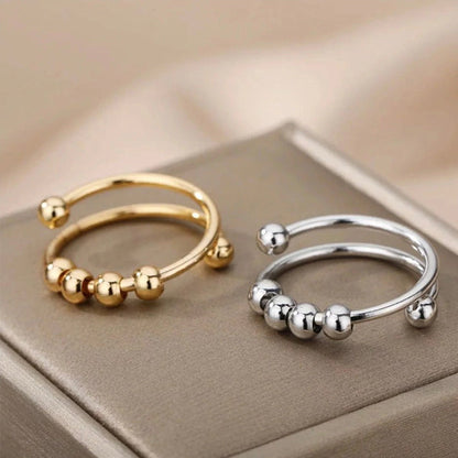 Comforting Stress Relief Silver Bead Ring
