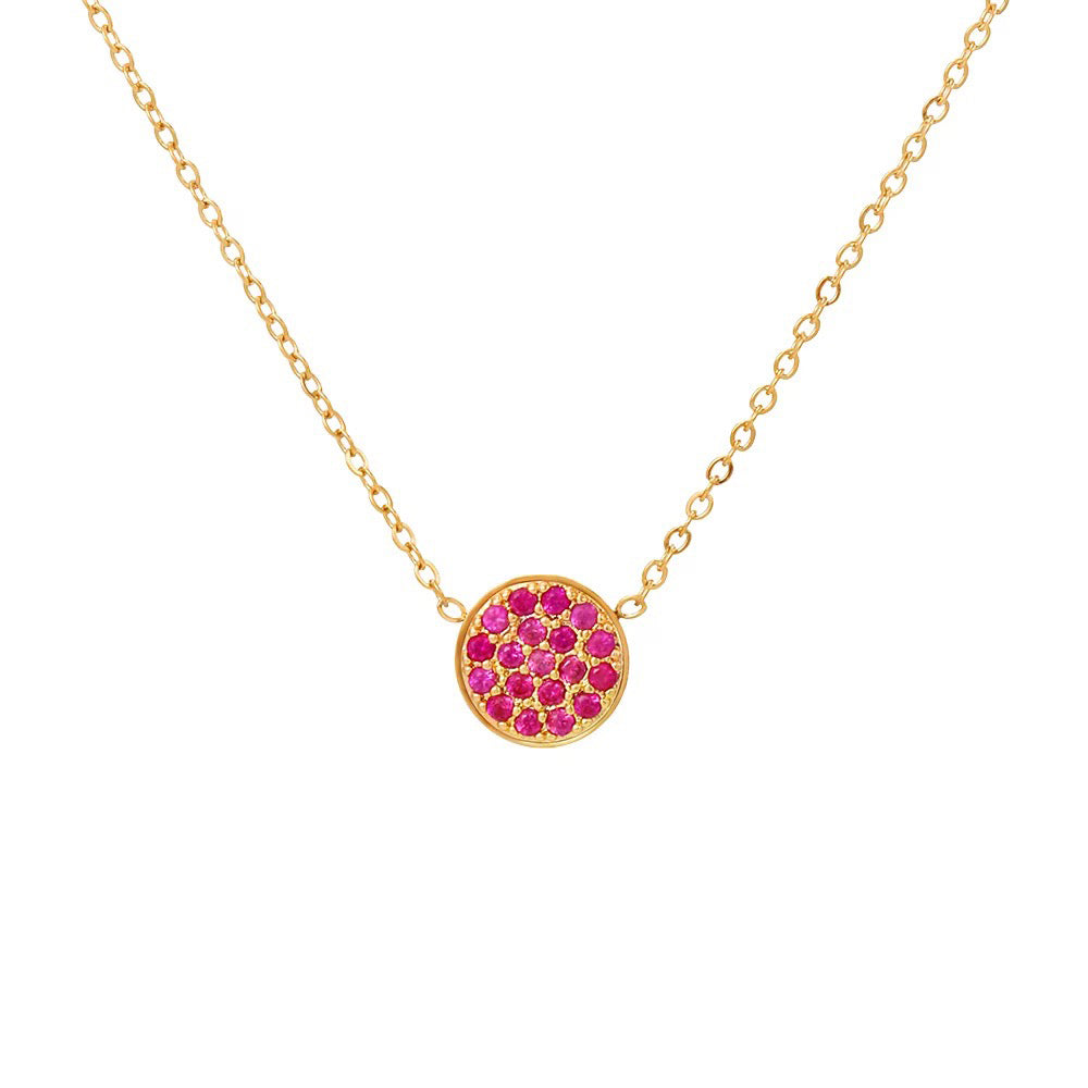 Sparkling Birthstone Circle Pendant Necklace