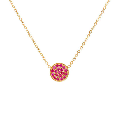 Sparkling Birthstone Circle Pendant Necklace