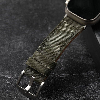 Authentic Leather Strap Canvas Watch Band