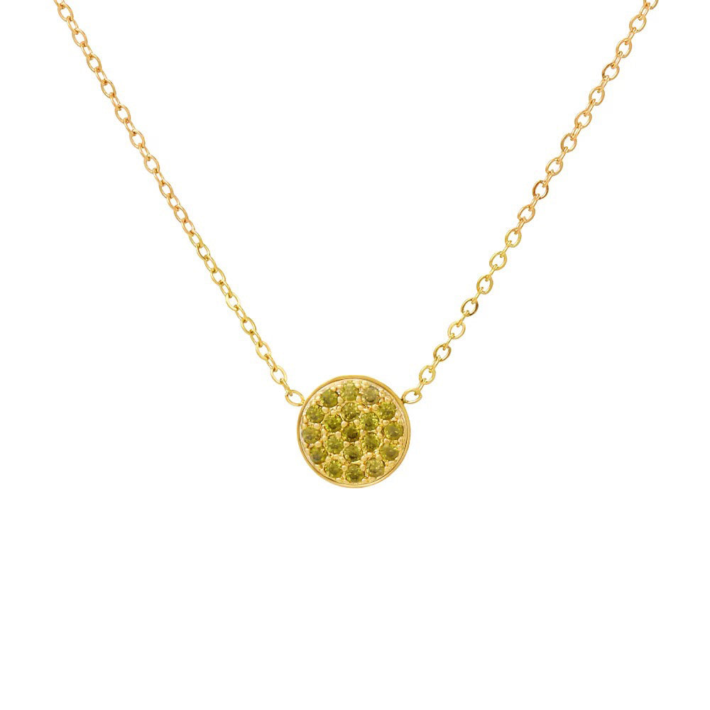 Sparkling Birthstone Circle Pendant Necklace