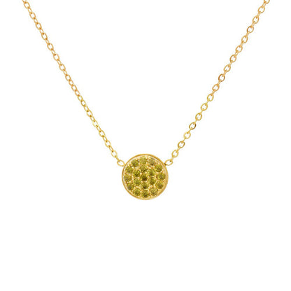 Sparkling Birthstone Circle Pendant Necklace