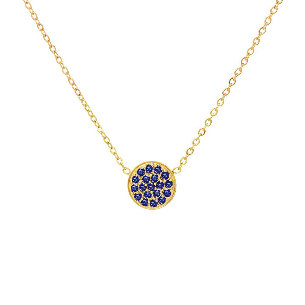 Sparkling Birthstone Circle Pendant Necklace