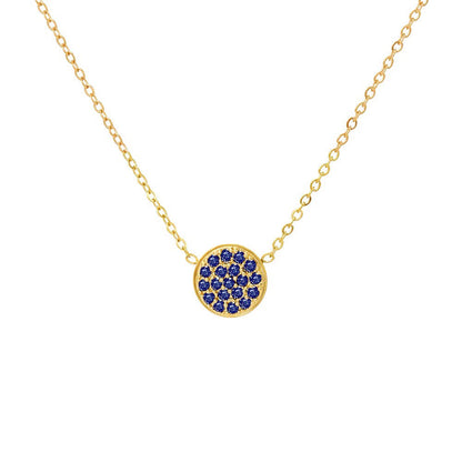 Sparkling Birthstone Circle Pendant Necklace