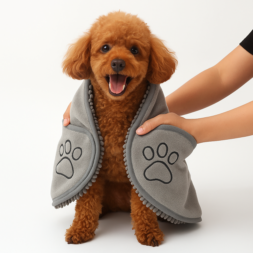 Pet Quick Dry Microfiber Bath Towel Wrap with Pockets - Luxicro