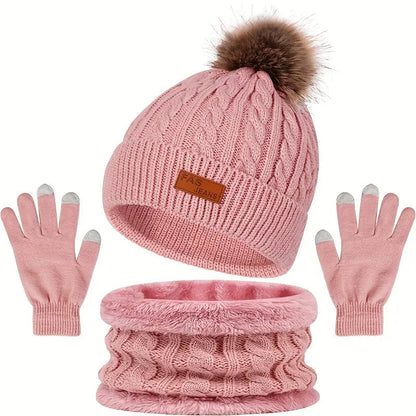 Warm Women's Winter Hat, Scarf, and Glove Set