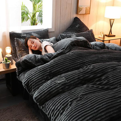 Plush Corduroy Soft Velvet Bedding Set