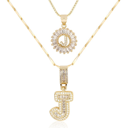 Custom 14k Gold Letter Diamond Necklaces