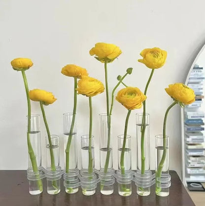 Flexible Flower Clear Glass Vase with Handles