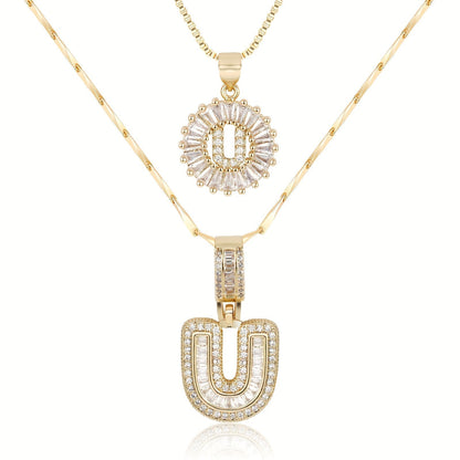 Custom 14k Gold Letter Diamond Necklaces