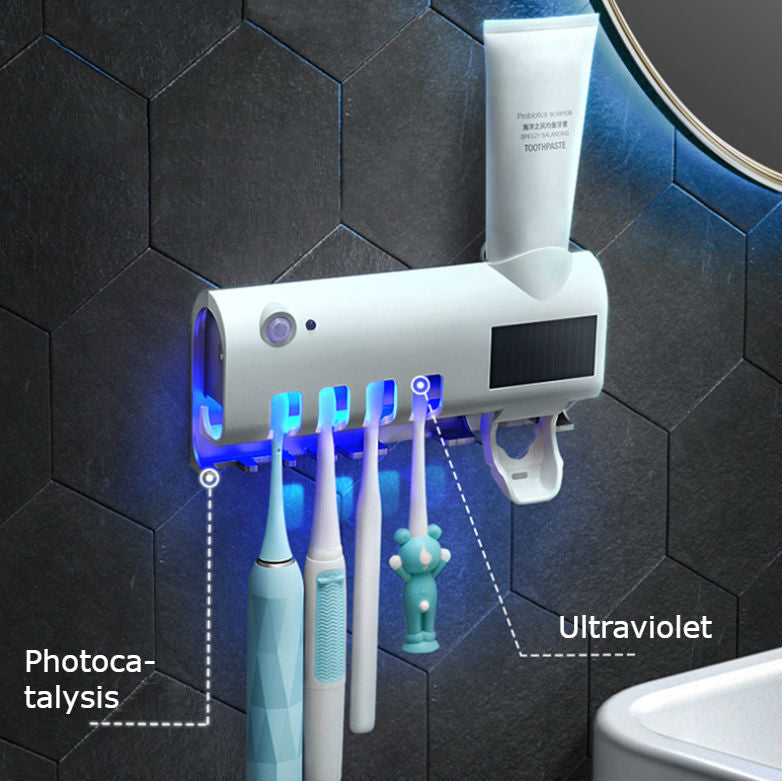 Compact UV Toothbrush Sanitizer with Auto Toothpaste Dispenser - Luxicro