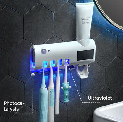 Compact UV Toothbrush Sanitizer with Auto Toothpaste Dispenser - Luxicro