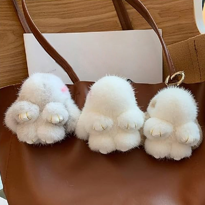 Cute Bunny Pom Pom Keychain Set
