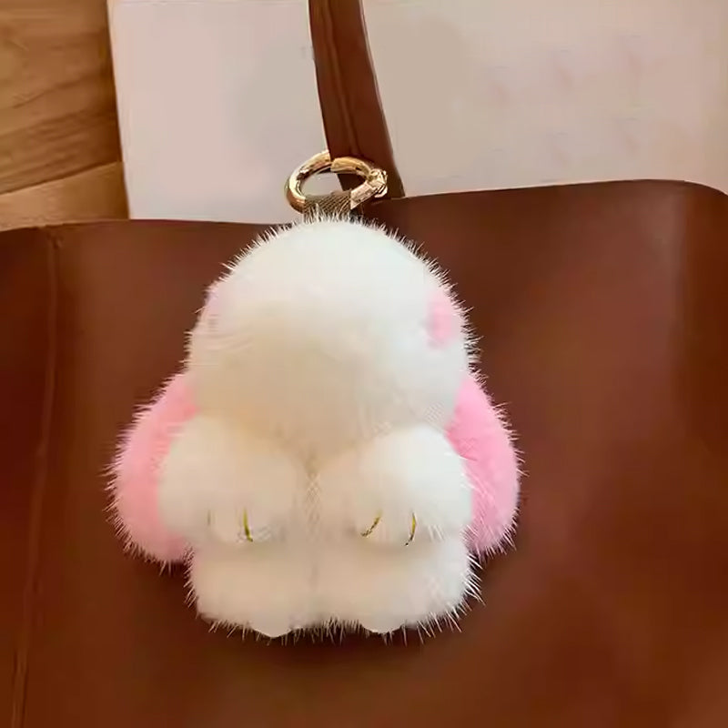 Cute Bunny Pom Pom Keychain Set