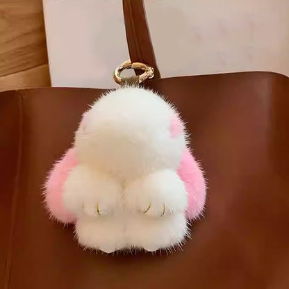 Cute Bunny Pom Pom Keychain Set