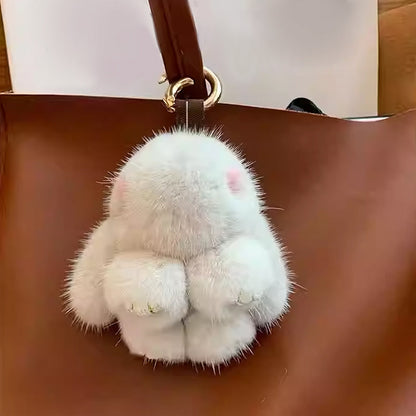 Cute Bunny Pom Pom Keychain Set