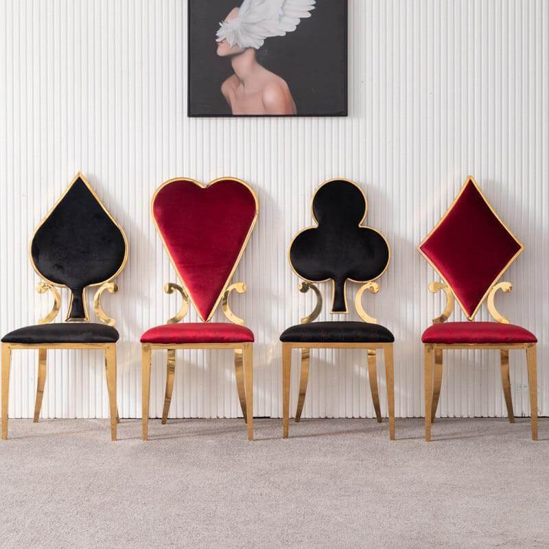 Luxury Steel Dining Chair with Poker Theme - Luxicro