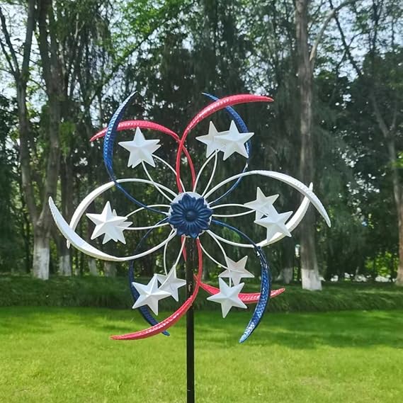 Colorful USA Flag Garden Spinner