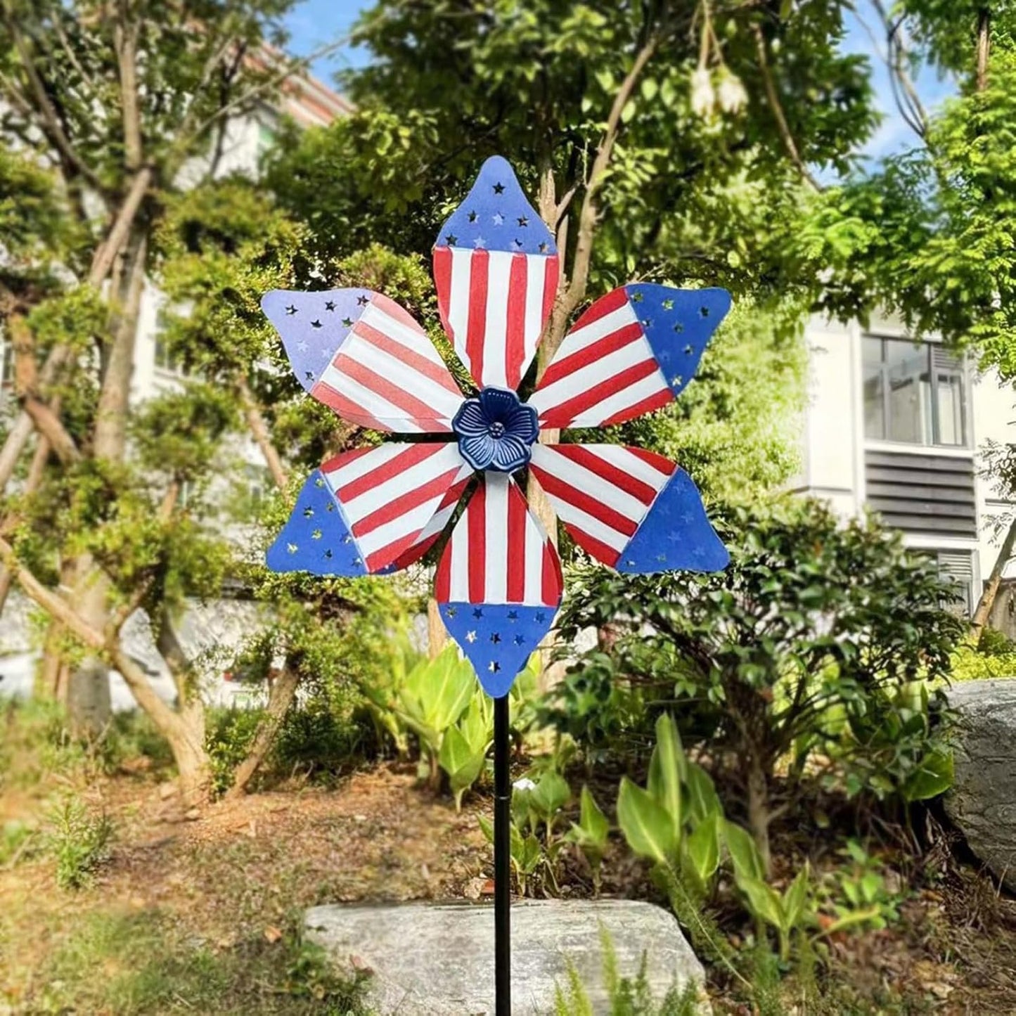 Colorful USA Flag Garden Spinner - Luxicro