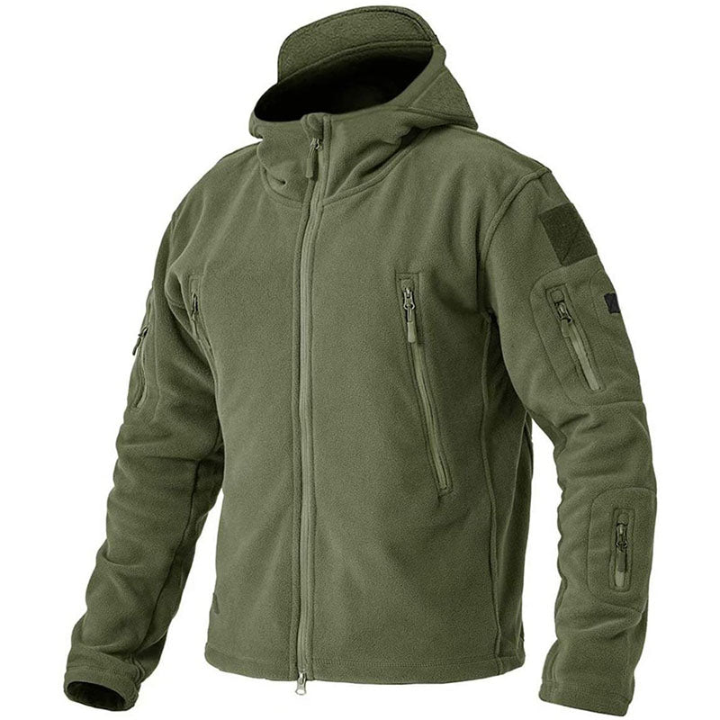 Waterproof Mens Fleece Coat - Warm Hooded Outdoor Jacket