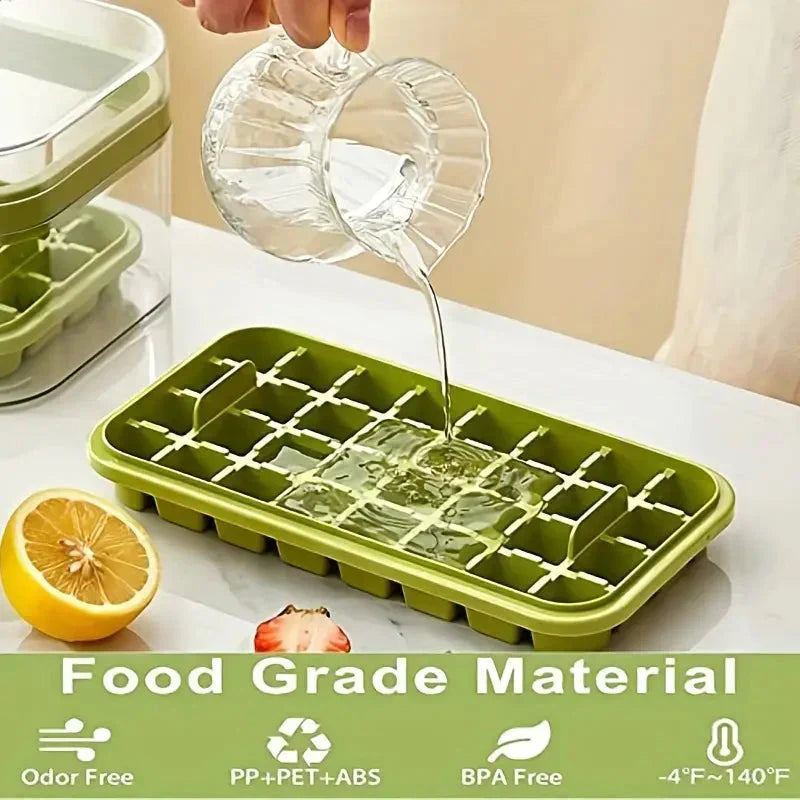 Large Silicone Ice Cube Tray Set with Lid - 64 Count