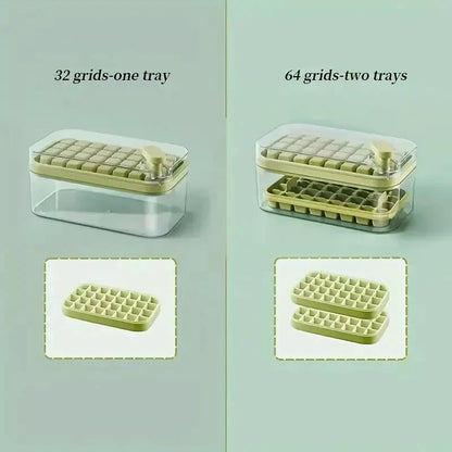 Large Silicone Ice Cube Tray Set with Lid - 64 Count