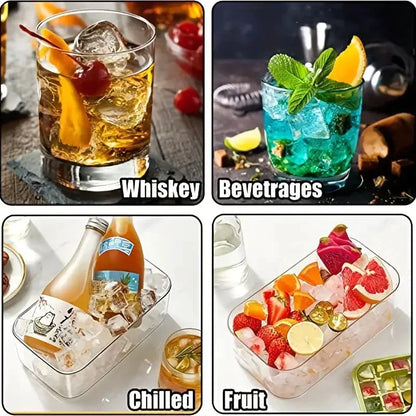 Large Silicone Ice Cube Tray Set with Lid - 64 Count