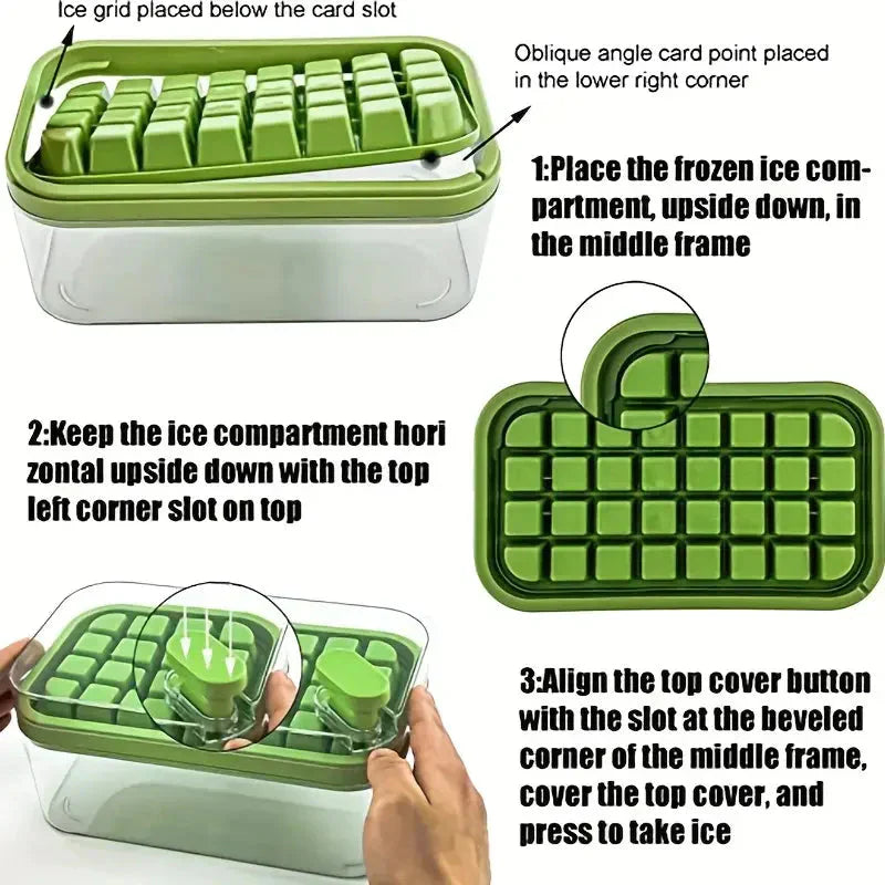 Large Silicone Ice Cube Tray Set with Lid - 64 Count