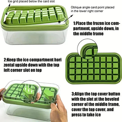 Large Silicone Ice Cube Tray Set with Lid - 64 Count
